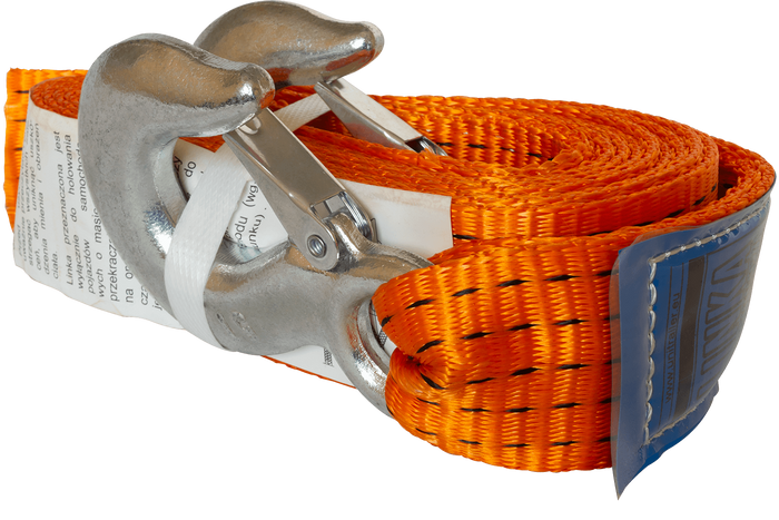 Fune di traino con ganci HERMON cinghia di traino 4,5 m/50 mm/5 t arancione