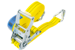 Set di quattro cinghie di trasporto UNITRAILER gialle da 6 m/35 mm/2 t con tenditore