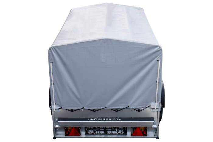 Rimorchio monoasse 230x125 UNITRAILER GARDEN 230 KIPP con telaio H-800 e copertura grigia