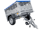 Rimorchio per auto 150x106 UNITRAILER GARDEN 150 KIPP con lati in rete e copertura blu