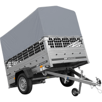 Rimorchio monoasse 200x125 UNITRAILER GARDEN 201 KIPP con sponde in rete, telaio H-800 e copertura grigia