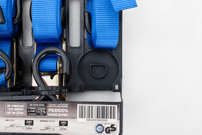 OUTLET Set di quattro cinghie di trasporto UNITRAILER con tenditore 4m/25mm/0,68t blu