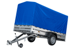 Rimorchio per auto 264x125 UNITRAILER GARDEN 264 KIPP con telaio H-1100 e copertura blu