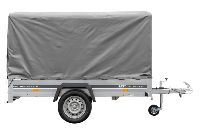 Rimorchio monoasse 230x125 UNITRAILER GARDEN 230 KIPP con telaio H-1100 e copertura grigia