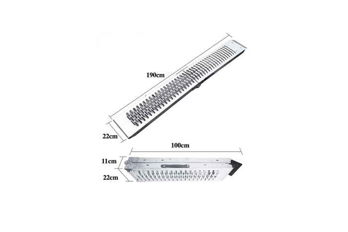 UNITRAILER ALR004B rampa pieghevole in acciaio per rimorchio, 190 cm, 200 kg