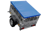 Rimorchio per auto 150x106 UNITRAILER GARDEN 150 KIPP con lati in rete e copertura blu