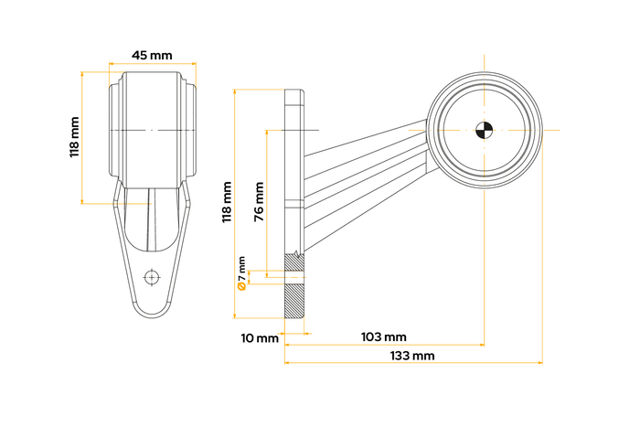 Lampada di segnalazione a LED FRISTOM FT-009C universale su braccio in gomma