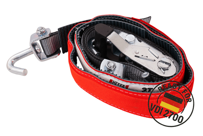 Set di quattro cinghie di trasporto per rimorchi HEFFA CARLINE 130, cinghie di fissaggio ruote 2,8 m/35 mm/3 t VDI 2700