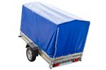 Rimorchio per auto 230x125 UNITRAILER GARDEN 230 KIPP con telaio H-1100 e copertura blu