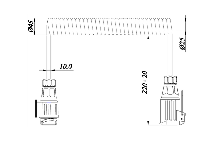 Cavo elettrico a spirale KAMAR E1384 3m 12V spina/presa 13PIN
