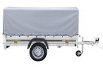 Rimorchio monoasse 230x125 UNITRAILER GARDEN 230 KIPP con telaio H-800 e copertura grigia