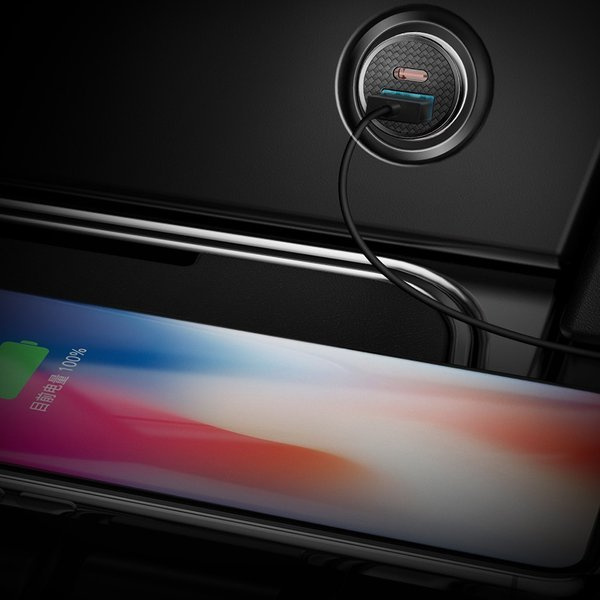 Caricabatterie per auto USB-A, USB-C 30W in plastica circolare BASEUS