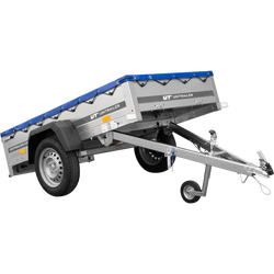 Rimorchio da giardino 200 Kipp con ruotino e copertura piatta blu