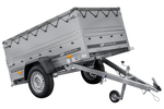 Rimorchio per auto 200x106 UNITRAILER GARDEN 200 KIPP con sponde BIS e copertura grigia