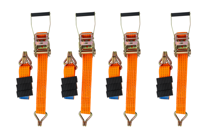 Set di quattro cinghie di trasporto a 3 punti con tendicinghia per rimorchio UNITRAILER 3m/50mm/4t arancione