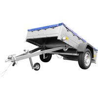 Garden Trailer 201 KIPP CON RUOTINO D'APPOGGIO E TELO PIATTO BLU