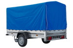 Rimorchio per auto 264x125 UNITRAILER GARDEN 264 KIPP con telaio H-1100 e copertura blu