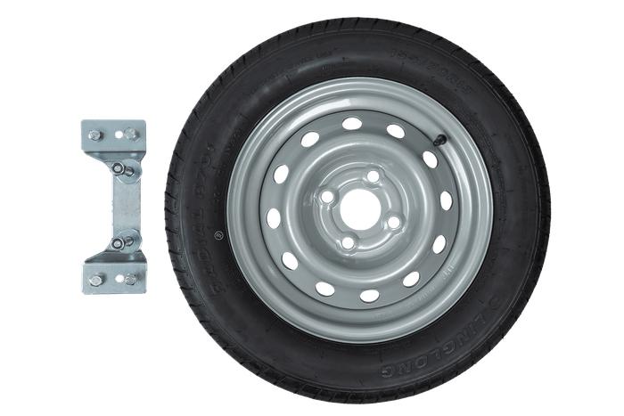 Ruota di scorta per rimorchio con staffa PNEUMATICO LINGLONG 155/70 R13 75N CERCHIO UNITRAILER 4Jx13&quot;H2 4x100 ET:30