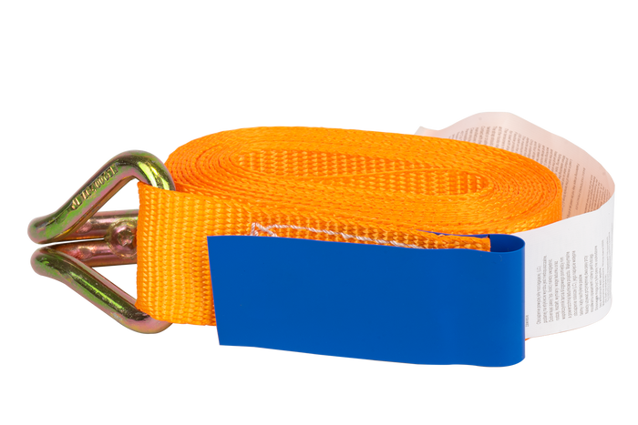 Set di quattro cinghie di trasporto KAMAR da 3 m/25 mm/0,8 t di colore arancione con tenditore.
