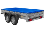 Rimorchio a due assi 264x125 UNITRAILER GARDEN 264/2 KIPP con telaio H-0 e telone blu