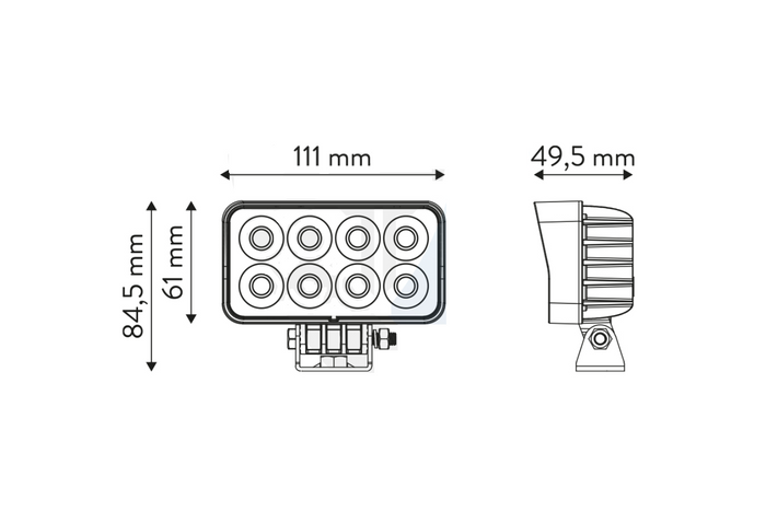 Faro da lavoro a LED con riflettore TT TECHNOLOGY NERO TT.13306 32xLED 2560lm rettangolare