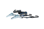Set di due cinghie di trasporto HILLS da 3 m/25 mm/1 t con tenditore e due imbracature da 0,45 m per fissare la motocicletta.