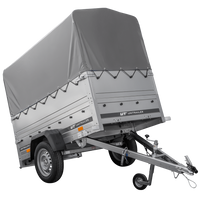 Rimorchio carrello trasporto cose rimorchio leggero 750 kg Unitrailer Garden Trailer 200 kipp con sovrasponde ruotino centina e telo grigio