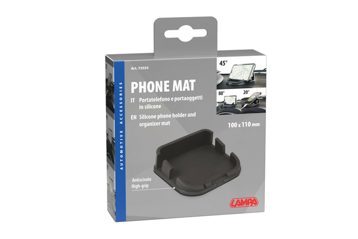 Tappetino per telefono LAMP Phone-Mat organizer in silicone/supporto per auto 110x110mm
