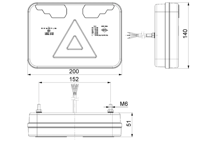 Fanali posteriori HORPOL LZD 3215+3216, cavo da 2 m, 7 funzioni, sinistra+destra