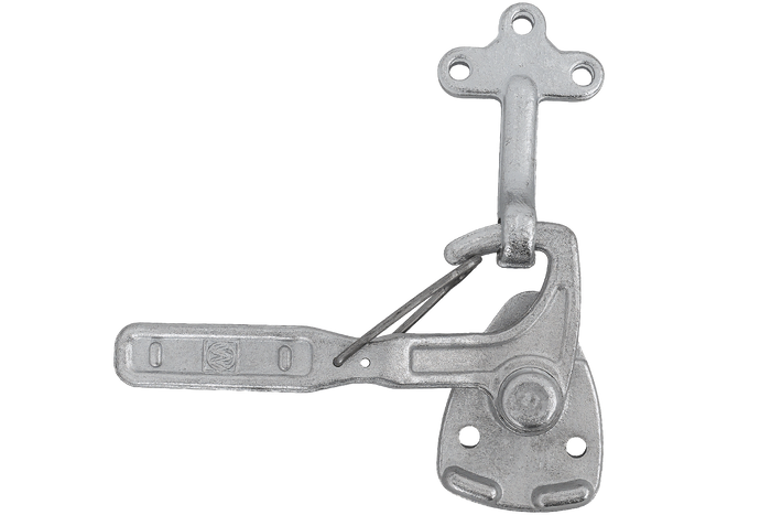 Gancio di traino sinistro con dispositivo di fissaggio WINTERHOFF WV 10-L + WVG 10-A, chiusura completa del lato del rimorchio