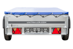 RIMORCHIO LEGGERO 750 kg CON RUOTINO CENTINA H-0 E TELO BLU UNITRAILER GARDEN TRAILER 230 KIPP