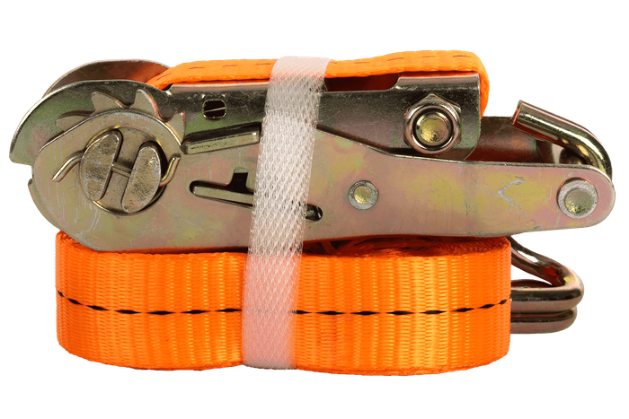 Set di quattro cinghie di trasporto UNITRAILER arancioni da 5 m/25 mm/1 t con tenditore