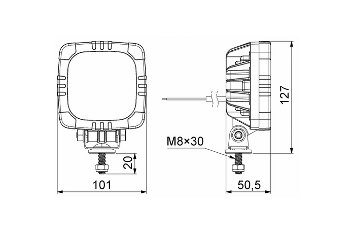 Fanale posteriore a LED HORPOL ROCA LZD 2803, 3 funzioni, universale con supporto