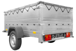 Rimorchio leggero con sovrasponde telone e ruotino Garden Trailer 201 kipp