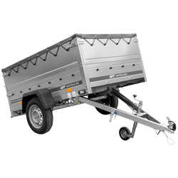 Rimorchio leggero 200x125 UNITRAILER GARDEN 201 KIPP con sponde BIS e copertura grigia