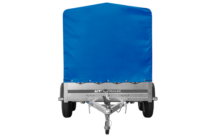 Rimorchio a due assi 264x125 UNITRAILER GARDEN 264/2 KIPP con telaio H-1100 e telone blu