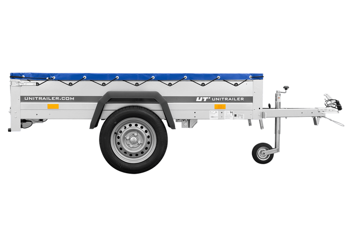 Rimorchio per auto 200x106 UNITRAILER GARDEN 200 KIPP con copertura blu