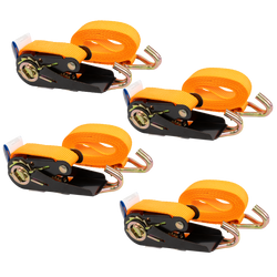 Set di quattro cinghie di trasporto KAMAR da 3 m/25 mm/0,8 t di colore arancione con tenditore.