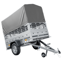 rimorchio carello trasporto cose rimorchio leggero 750 kg Unitrailer Garden Trailer 200 kipp con sovrasponde a rete ruotino centina e telo grigio