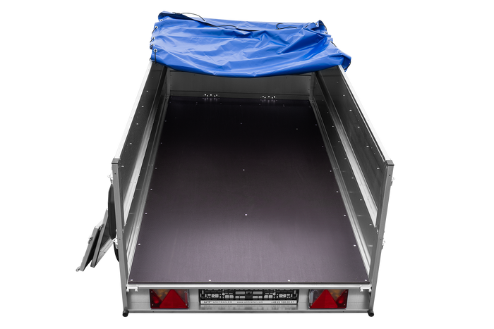 RIMORCHIO LEGGERO BIASSE GARDEN TRAILER 264/2 KIPP CON SOVRASPONDE RUOTINO CENTINA H-0 E TELONE BLU