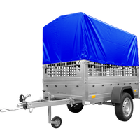 RIMORCHIO CARELLO TRASPORTO COSE RIMORCHIO LEGGERO 750 KG UNITRAILER GARDEN TRAILER 200 KIPP CON SOVRASPONDE A RETE RUOTINO CENTINA E TELO BLU