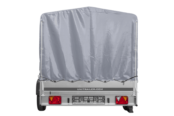 Rimorchio monoasse 264x150 UNITRAILER GARDEN 265 KIPP con telaio H-1100 e copertura grigia