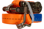 Set di quattro cinghie di trasporto UNITRAILER arancioni da 10 m/25 mm/1 t con tenditore