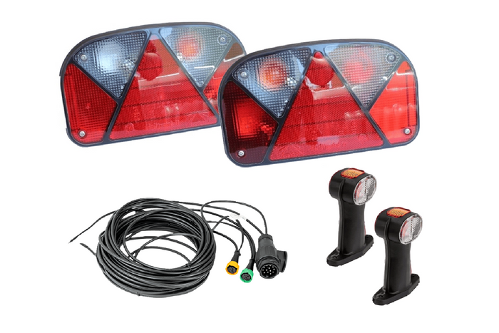 Set luci: luci posteriori ASPÖCK + luci di posizione laterali ASPÖCK + cablaggio MANTES 7m 13 PIN