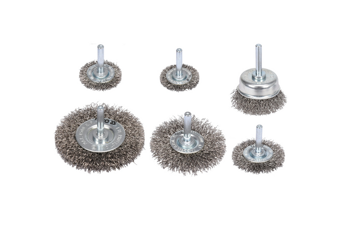 Set di sei spazzole in acciaio inox YATO YT-47593 con gambo per trapano