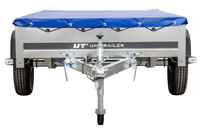Rimorchio leggero 230x125 UNITRAILER GARDEN 230 KIPP con telaio H-0 e copertura blu