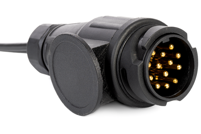 Impianto elettrico MANTES, cablaggio rimorchio, 4 m, spina a 13 pin, 2 baionette a 5 pin