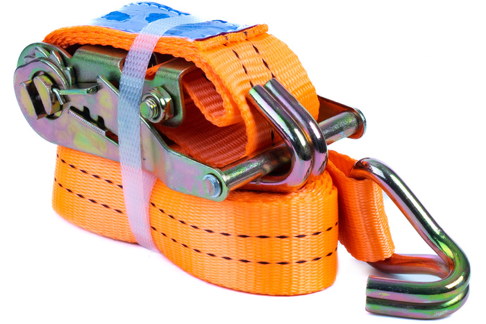 Set di quattro cinghie di trasporto UNITRAILER arancioni da 4 m/25 mm/1 t con tenditore