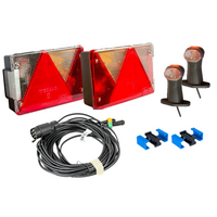 Set luci: luci posteriori ASPÖCK + luci di posizione laterali ASPÖCK + cablaggio MANTES 7m 7 PIN + connettori rapidi