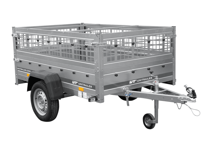Rimorchio monoasse 200x125 UNITRAILER GARDEN 201 KIPP con sponde in rete